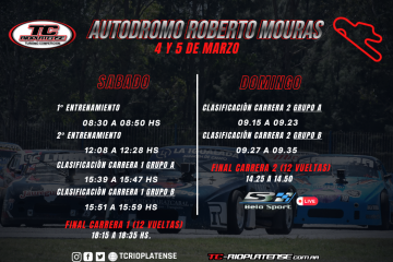 HORARIOS PARA LA PRIMERA FECHA