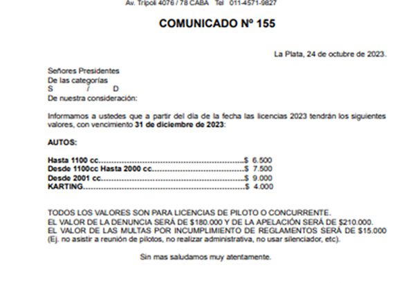 COMUNICADO 155 FEDERACION METROPOLITANA