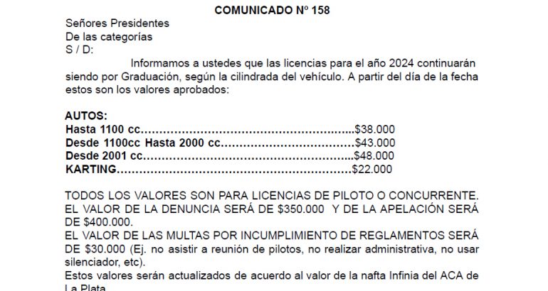 COMUNICADO 158 DE FRAD METROPOLITANA